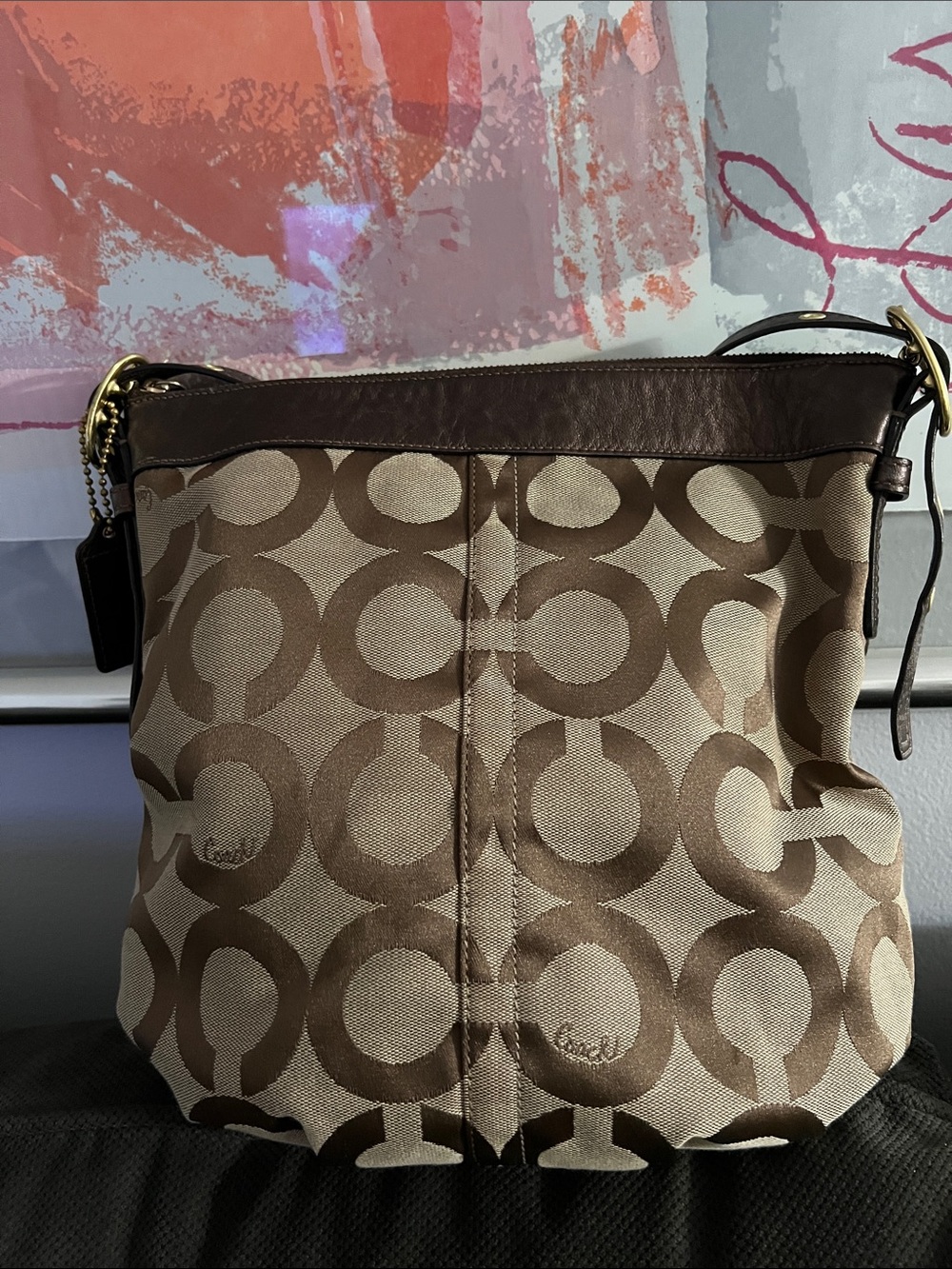 Coach 2009 Kristin Op Art Signature Canvas Leather Bag (see pic small rub) - Picture 4 of 8
